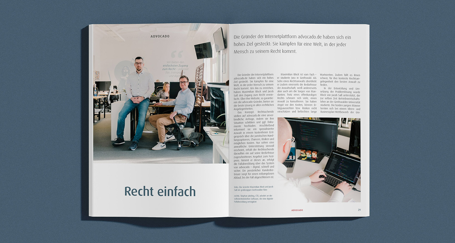Greifswalder Innovativ Magazin offene Broschüre mit Ansicht vom Inhalt