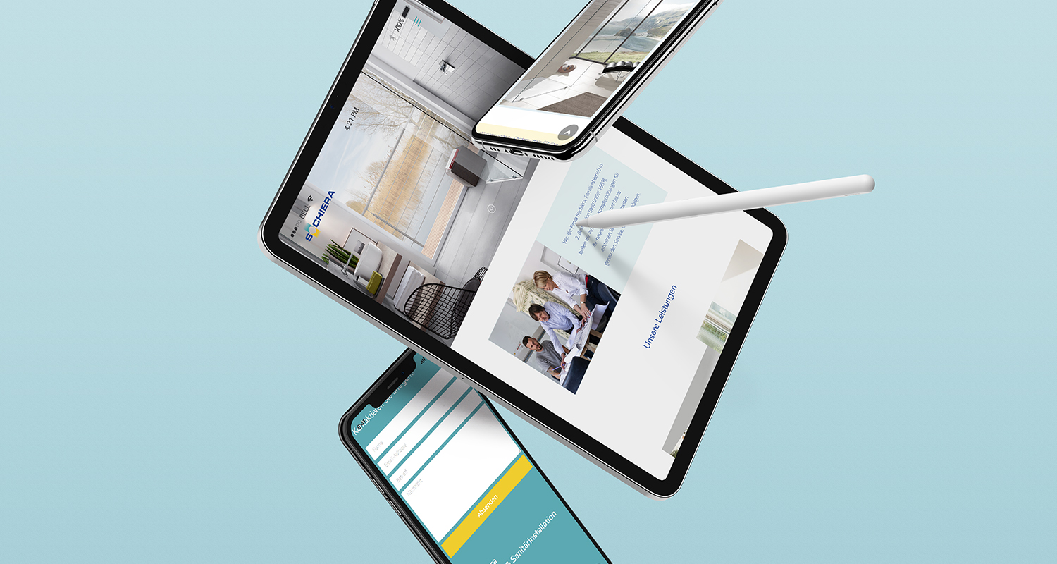 Sochiera Webdesign Fotomontage mit einem IPad und Smartphones